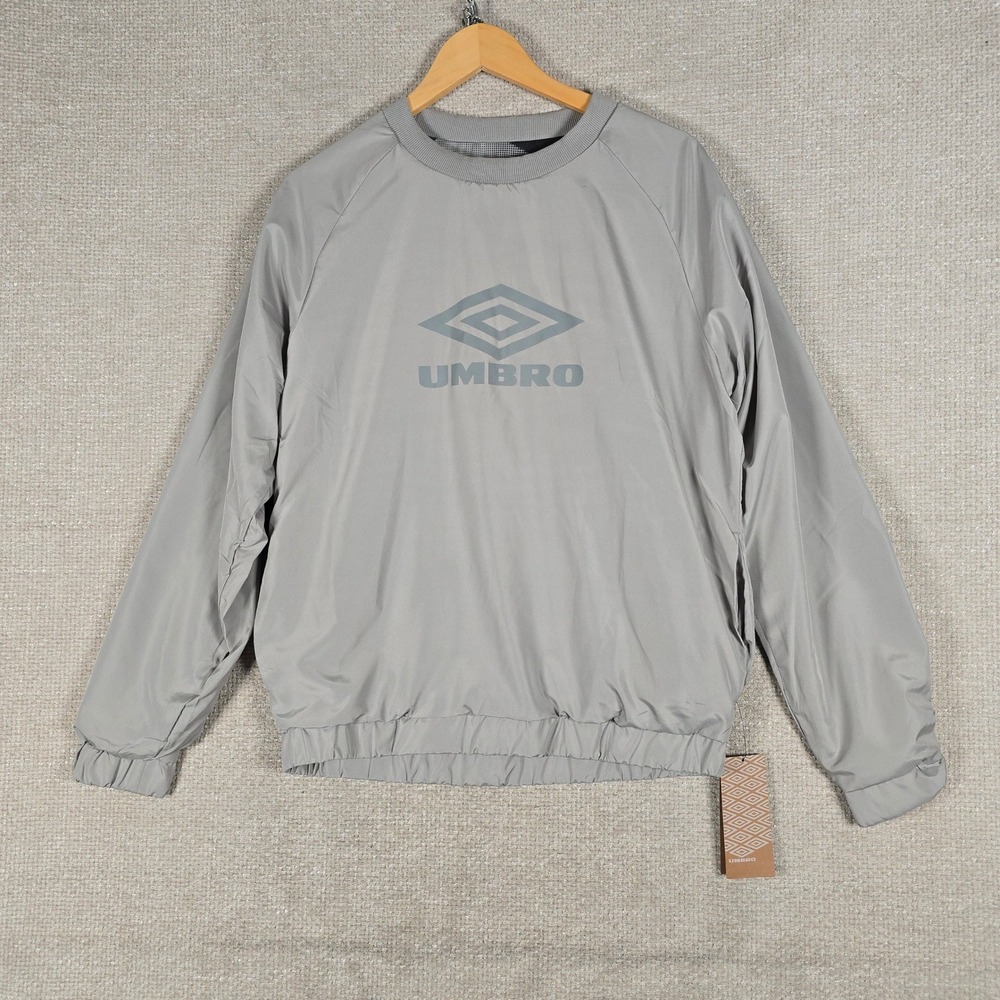 NWT Umbro Reversible Pullover Jacket Men's S Gray Graphic Tech Crewneck Sport